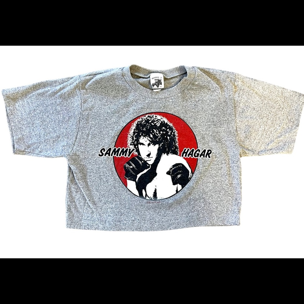 Vintage 80s 1983 SAMMY HAGAR Kicks Ass! Rock Concert Tour Crop Top SHIRT XLarge